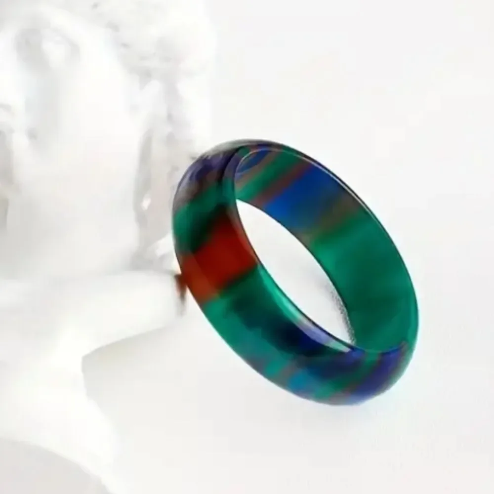 Colorful Rainbow marble Resin unisex Ring sz 9